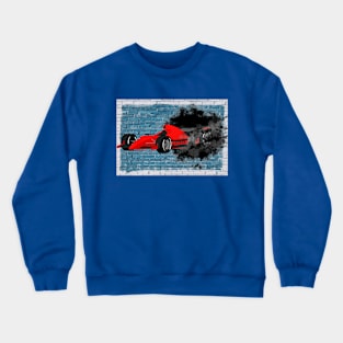 F1 car with a wall background from d hole Crewneck Sweatshirt